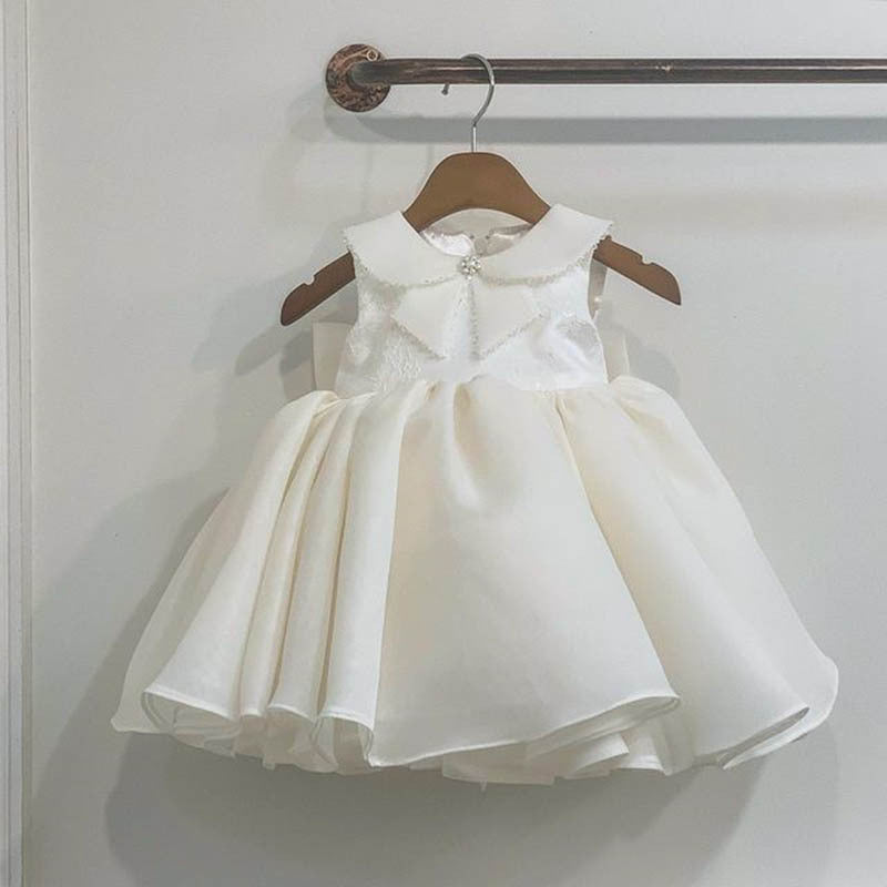 Girls Communion Dress Baby Birthday White Princess Dress