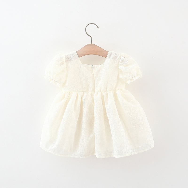 Summer Girls Solid Color Lace Tulip Bowknot Dress