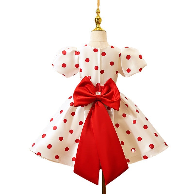 Sweet Baby Girls Red Polka Dot White Tutu Skirt Toddler First Communion Dress, White / 4-5 Years (120cm) Sweet Baby Girls Red Polka Dot White Tutu Skirt Toddler First Communion Dress, White / 4-5 Years (120cm)