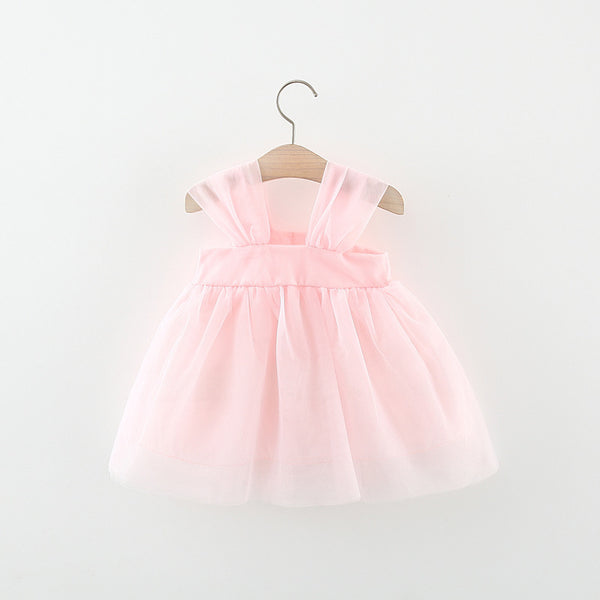 Cute Baby Girl Dress Suspender Double Layer Mesh Toddler Dress