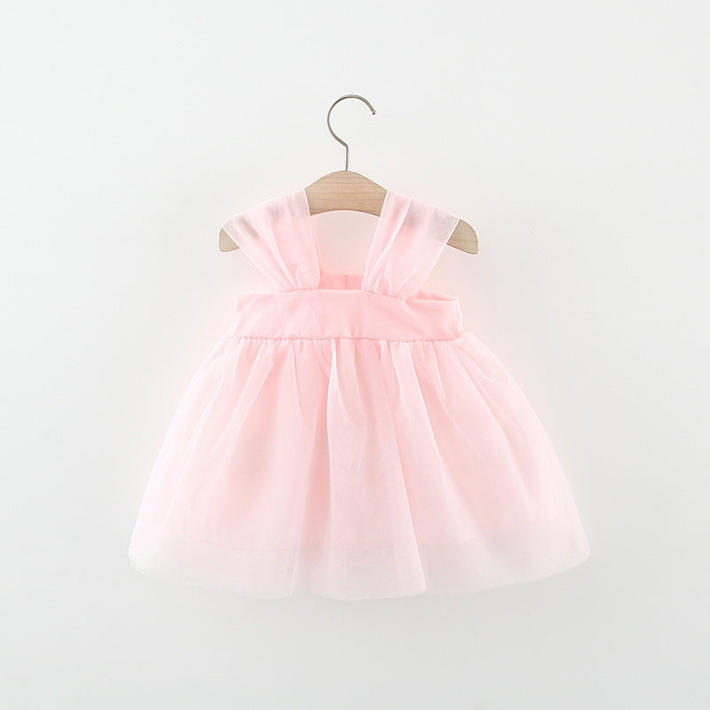 Cute Baby Girl Dress Suspender Double Layer Mesh Toddler Dress