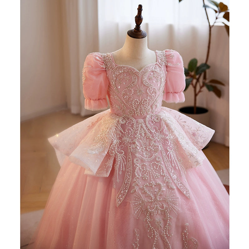 Baby Girls Trailing Formal Dress  Girls Wedding Princess Dress