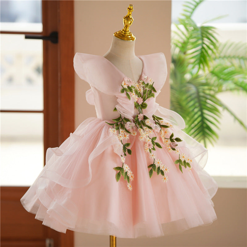 Pink Flower Girl Dresses Baby Cheap Tulle Sleeveless Light Pink
