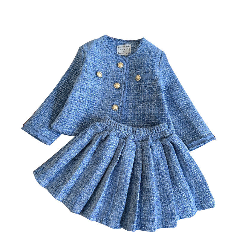 Girls Spring Party Dress Girls Cute Jacket Skirt Two-piece Set