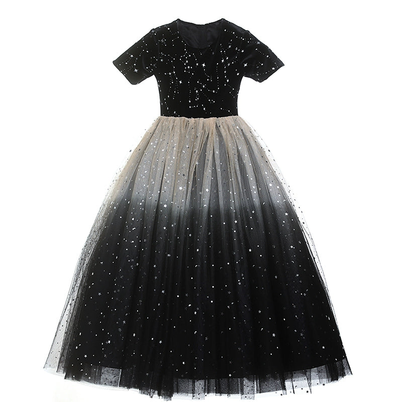 Elegant Baby Girl Black and White Gradient Sequin Evening Dress Toddler Ball Princess Dress