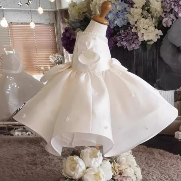 Cute Baby Girl White Pageant Dress Toddler Girls Christening Dresses