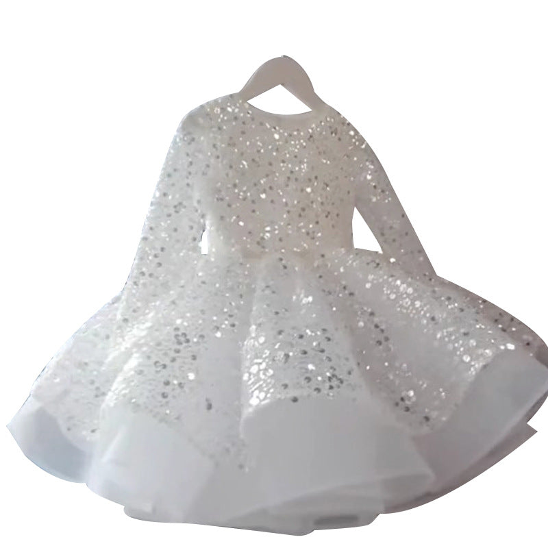 Baby Girl Sequins Beauty Pageant Dress Toddler  Christening Princess Dress