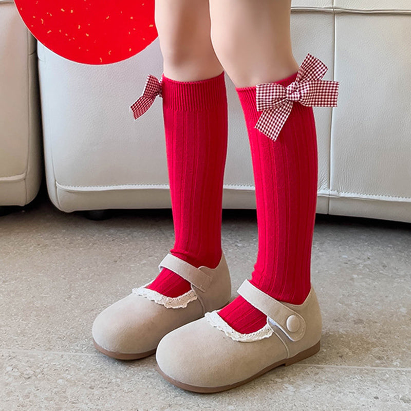 Christmas Stockings Baby Girl Flower Bow Knot Princess Straight Socks