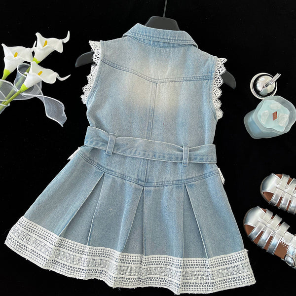 Summer New Girls Sleeveless Denim Vest Dress