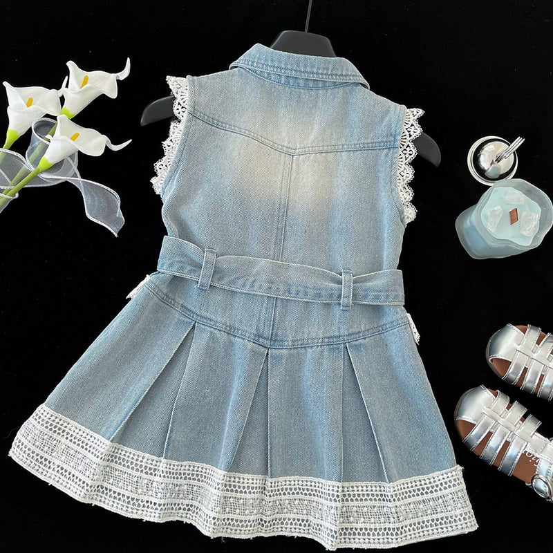 Summer New Girls Sleeveless Denim Vest Dress