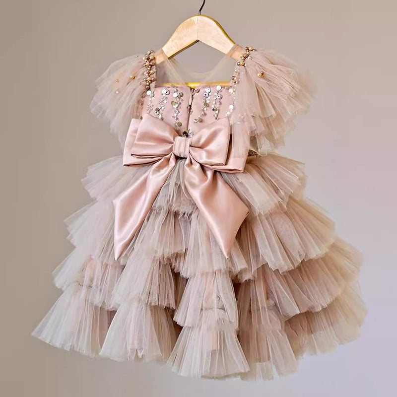 Cute  Baby Girl  Sequins Puffy Dress Toddler Birthday Pageant  Princess Dress