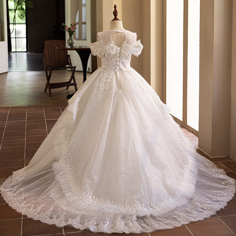 Children's Birthday Dress Girls White Princess Dress