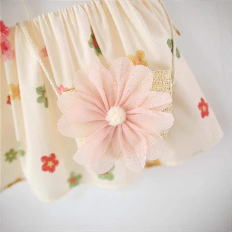 Girls Summer Floral Candy Doll Collar Cotton Princess Dress