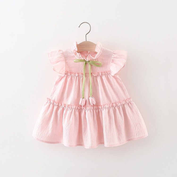 Summer Girls Tulip Flying Sleeve Babydoll Dress
