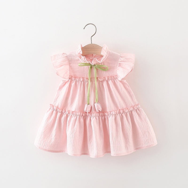 Summer Girls Tulip Flying Sleeve Babydoll Dress
