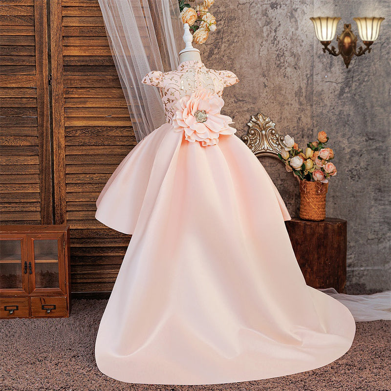 open lace back dress Watercolor Mikado Girl Party Dress by AS546 Kids Dream main image 0