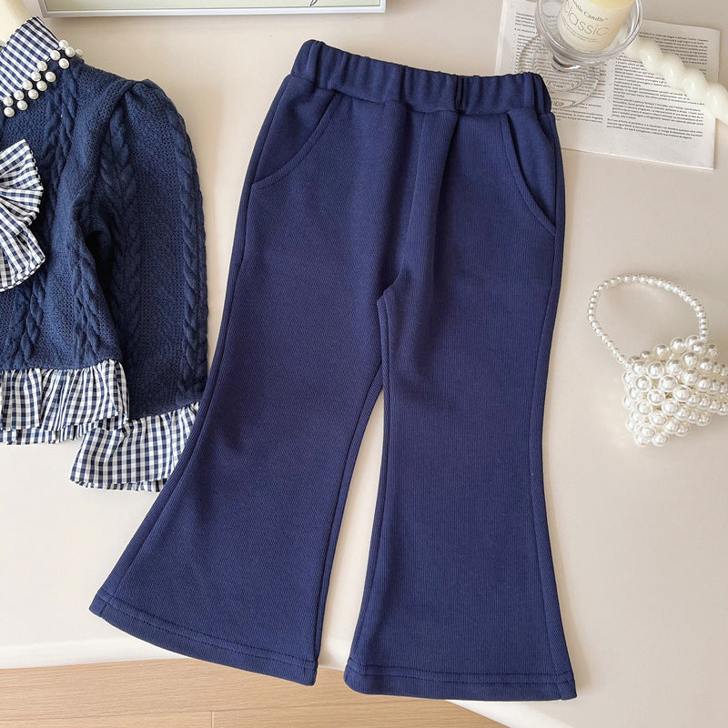 Girls' Autumn New Sweater and Pants Two-piece Set