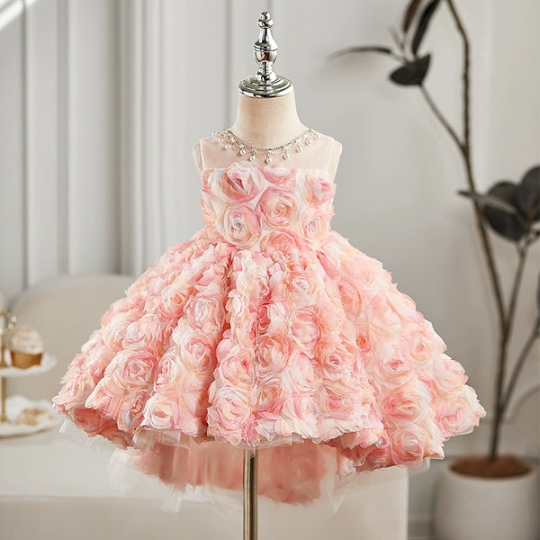 Girls Pink Birthday Dress Flower Girl Wedding Dress Princess Dress