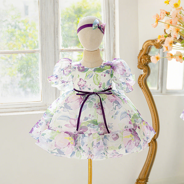 Baby Cute Communion Princess Dress Girl Birthday Print Dress