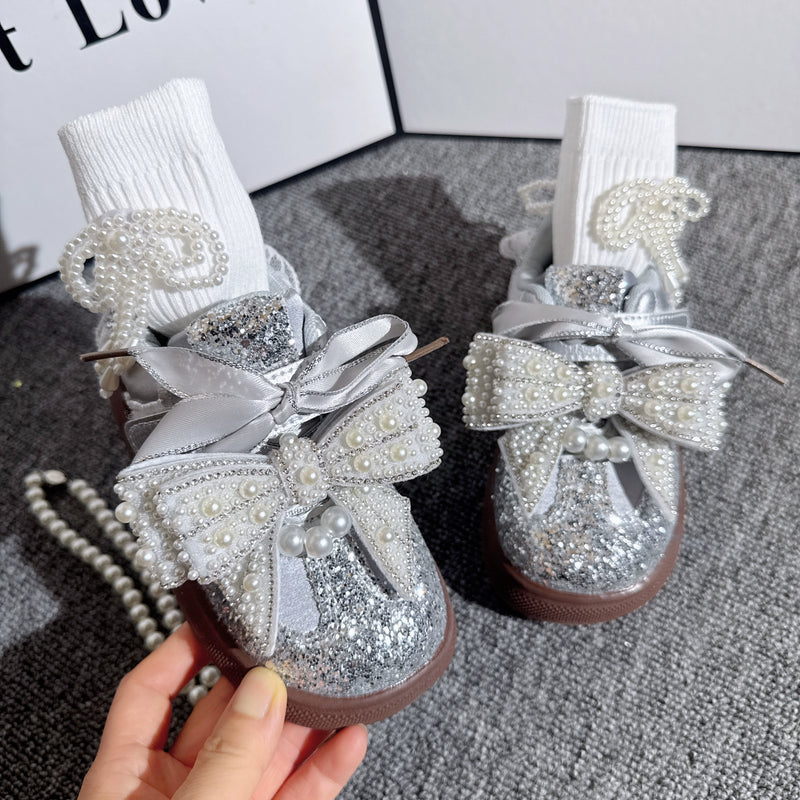 Autumn Girls' New Sports Silver Princess Shoes