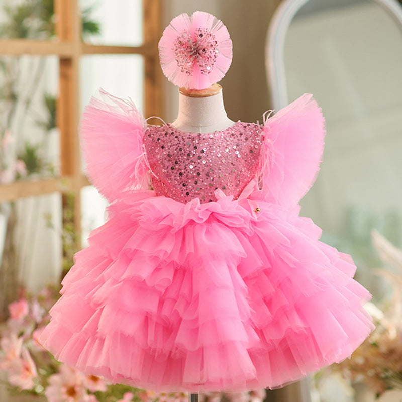 Elegant Girls Fluffy Sequined Dress Toddler Birthday Princess Dress Elegant Girls Fluffy Sequined Dress Toddler Birthday Princess Dress