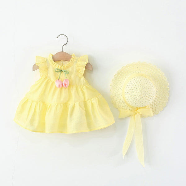 Girls Flying Sleeves Princess Dress Baby Tulip Dress