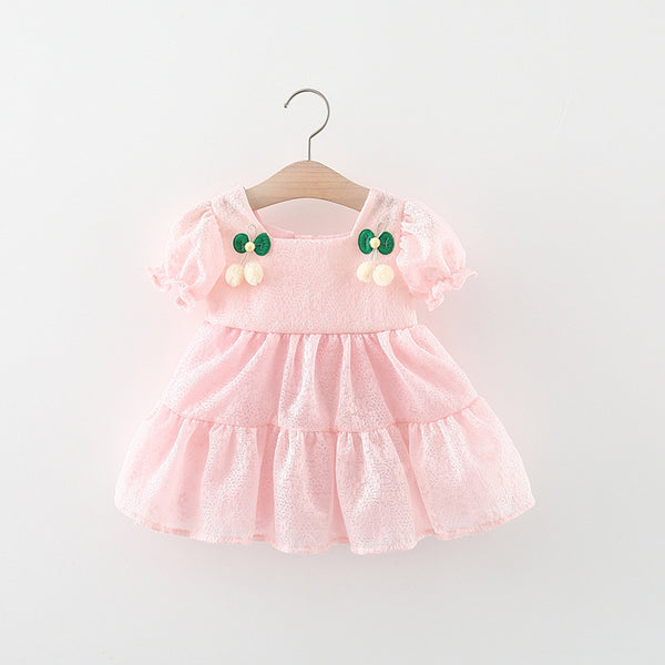 Baby Korean Style Lace Cherry Flower Dress