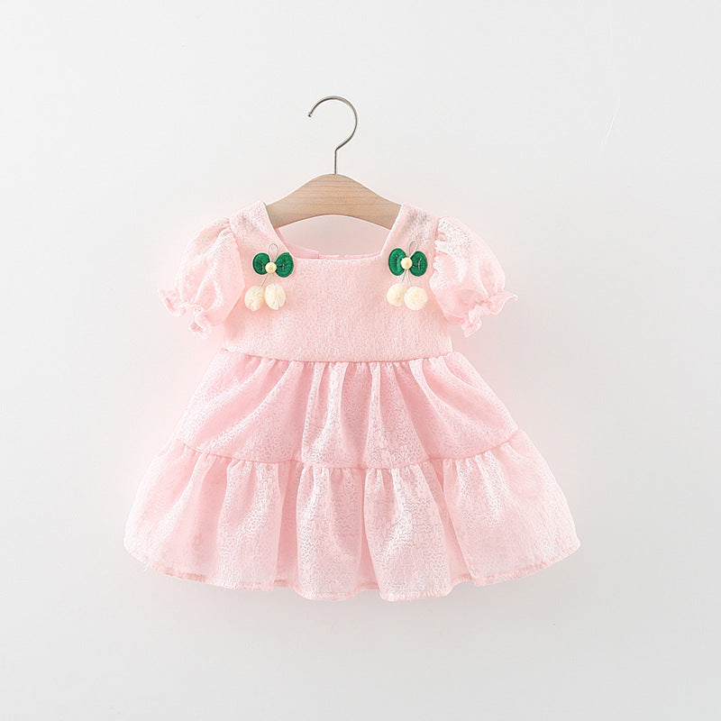 Baby Korean Style Lace Cherry Flower Dress