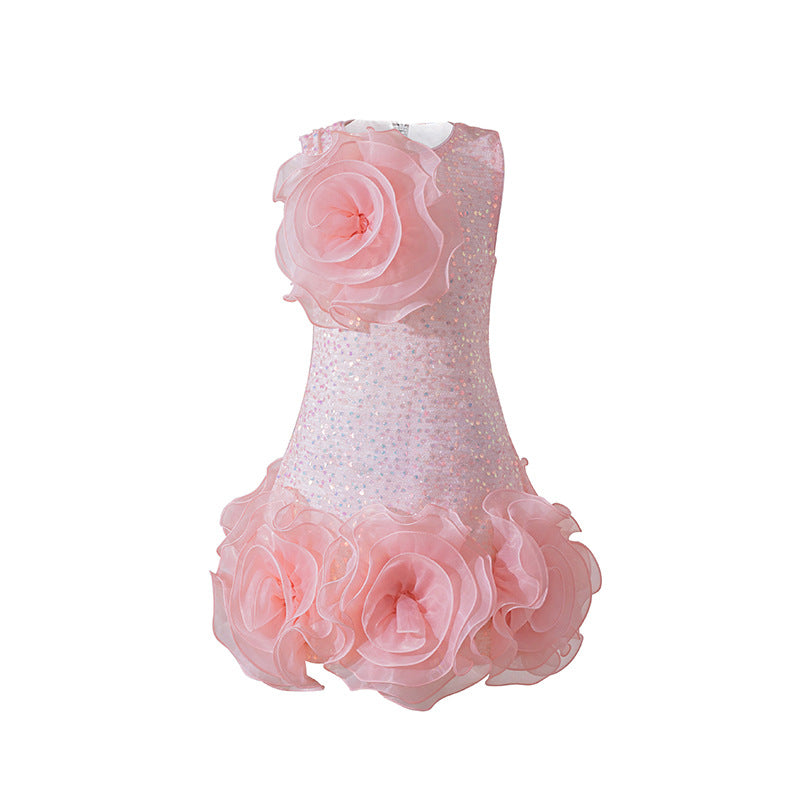 Girls Birthday Sequin Princess Dress Flower Girl Wedding Dress