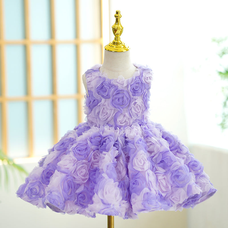 Baby Girl Birthday Wedding Party Sleeveless Zipper Flower Princess Dress