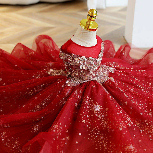 Girls Red Christmas Dress Girls Birthday Princess Dress Children's Prom Dress