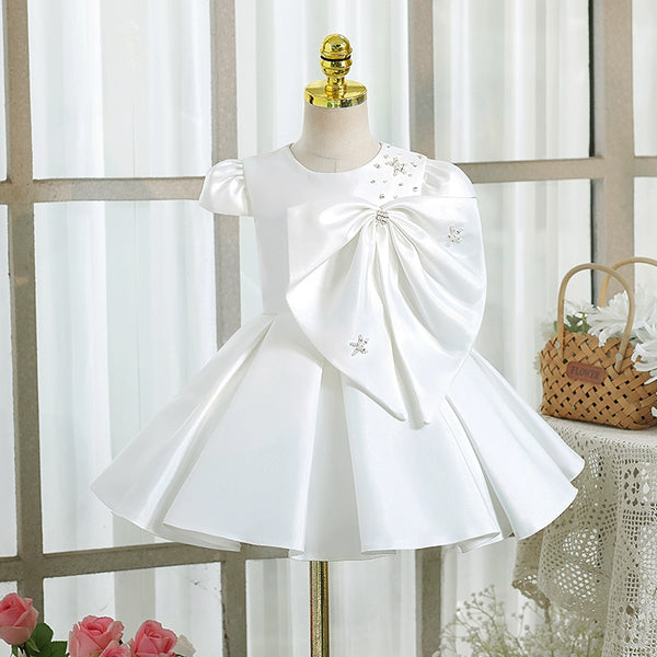 Cute Baby Girl Puffy Beauty Pageant Big Bow Dress Toddler Birthday Party Princess Dress