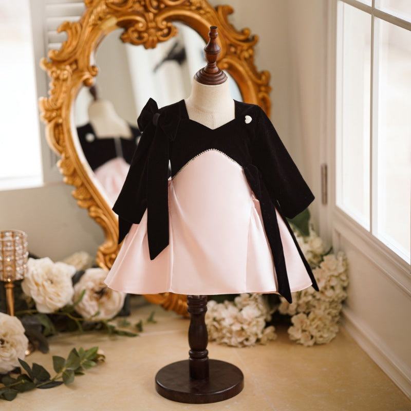 Elegant Baby Girls Black Pink Party Dresses Toddler Communion Dress marryshe Elegant Baby Girls Black Pink Party Dresses Toddler Communion Dress marryshe