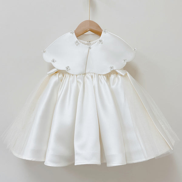 Girls Communion Dress Children's Bow Beaded Dress
