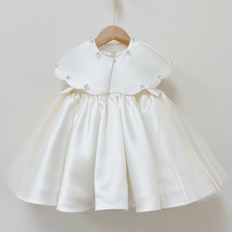 Girls Communion Dress Children's Bow Beaded Dress