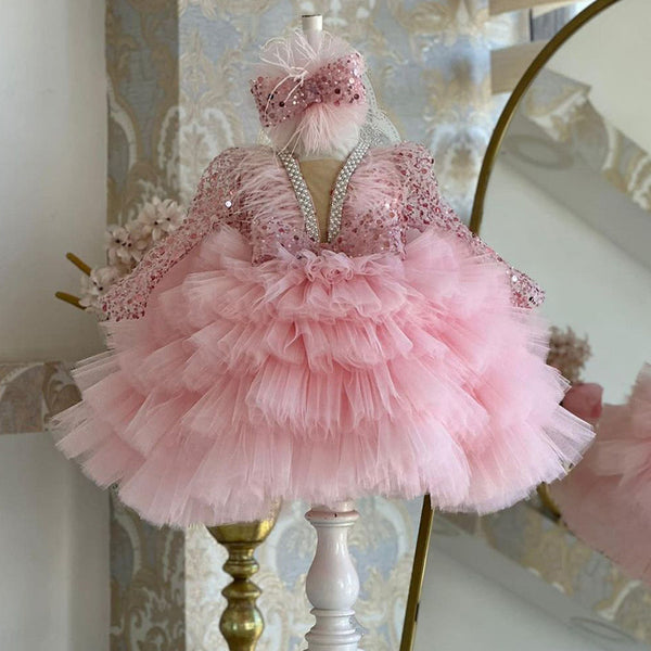 Luxurious Girls Sequins Puffy Ball Gown Toddler Birthday Pageant Dresses