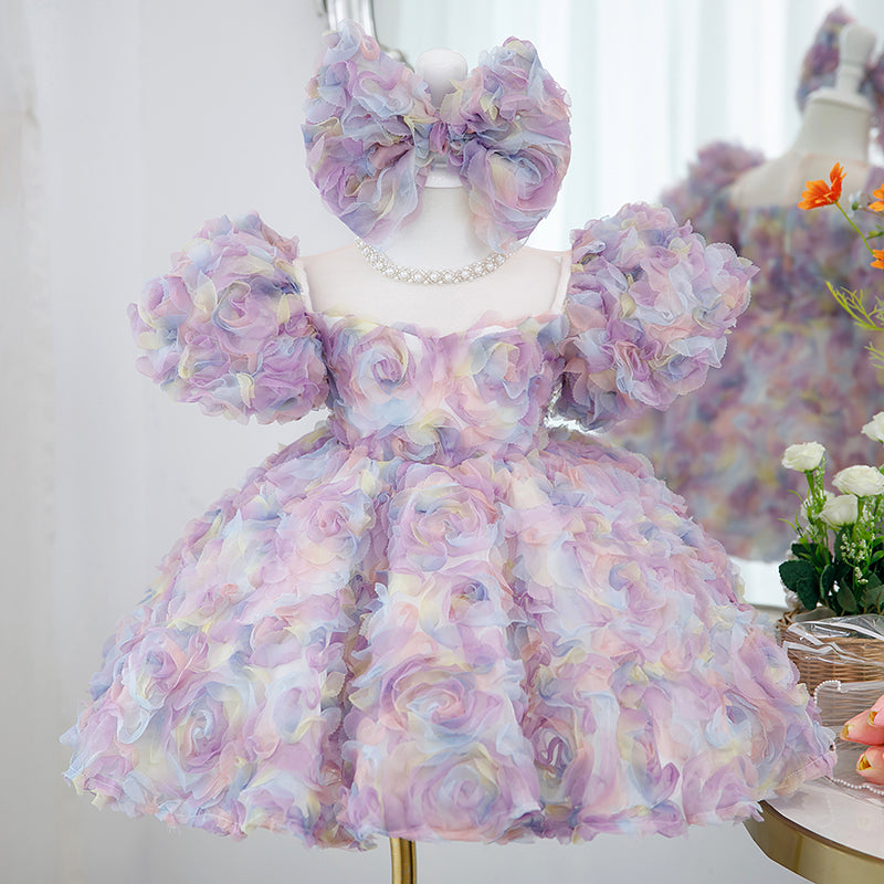 Toddler Prom Dress Girl Birthday Party Wedding Communion Dress Flower Fluffy Dress