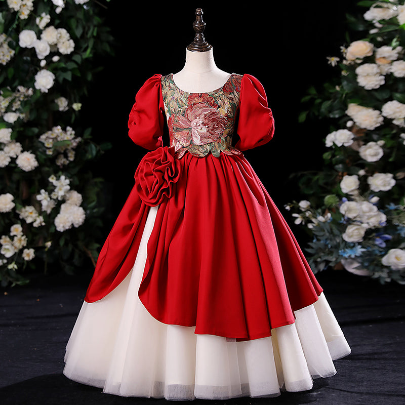 Baby Girl Red Long Puffy Dress Toddler Birthday Christmas Princess Dress, Red / 5-6 Years (130cm) Baby Girl Red Long Puffy Dress Toddler Birthday Christmas Princess Dress, Red / 5-6 Years (130cm)