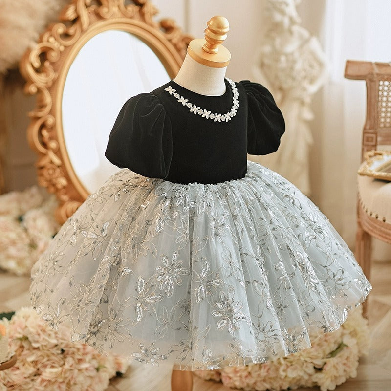 Princess Dress Black Floral Toddler Dress Black Tutu 1st Birthday