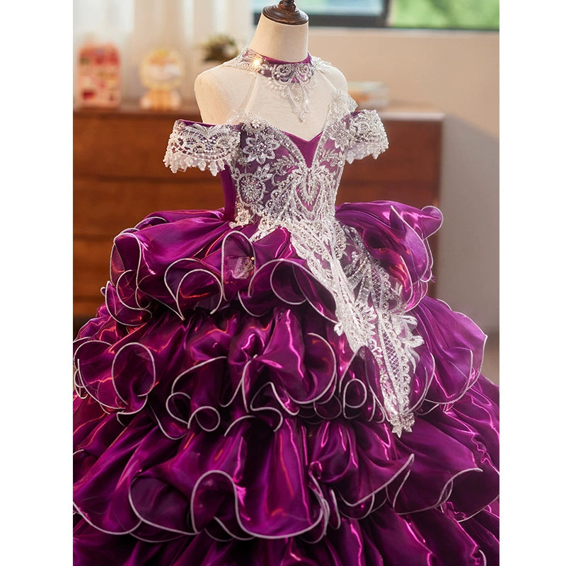 Purple Girls Dress Performance Costume Christmas Dress marryshe