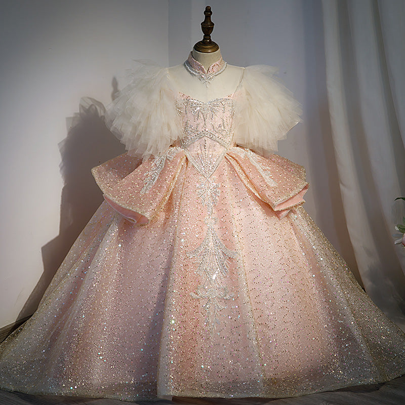 Luxury Baby Girl and Tddler Pageant Pink Puffy Birthday Prom Dress Luxury Baby Girl and Tddler Pageant Pink Puffy Birthday Prom Dress