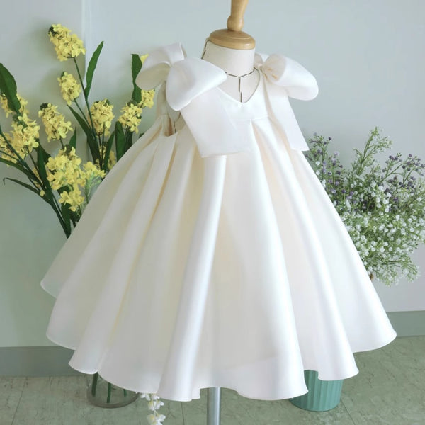Girls Birthday White Dress Baby Communion Dress Flower Girl Wedding Princess Dress