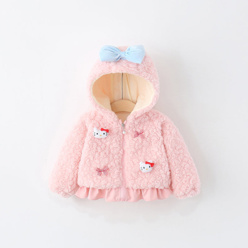 Girls Cute Cartoon Warm Hooded Coat