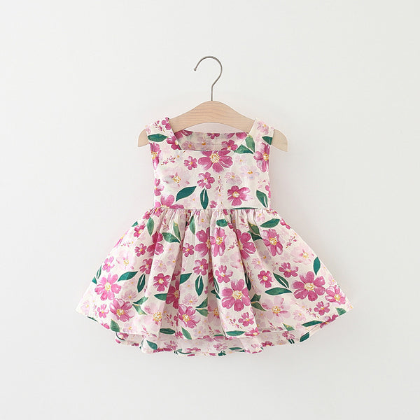 Toddler Dress Sweet Baby Print Floral Sleeveless Princess Dress