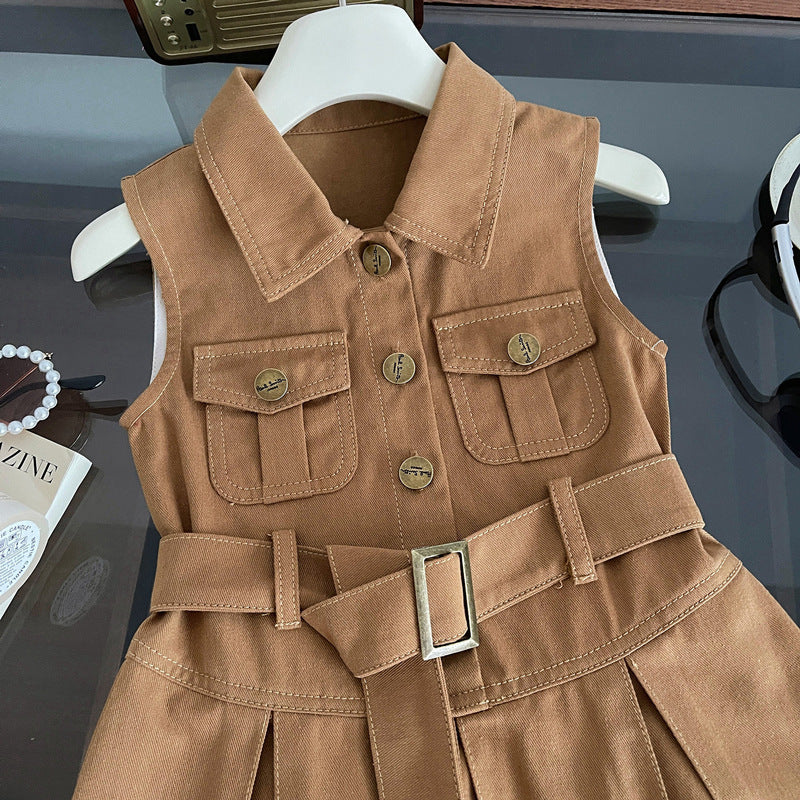 Girls Summer Sleeveless Vest Soft Denim Princess Dress