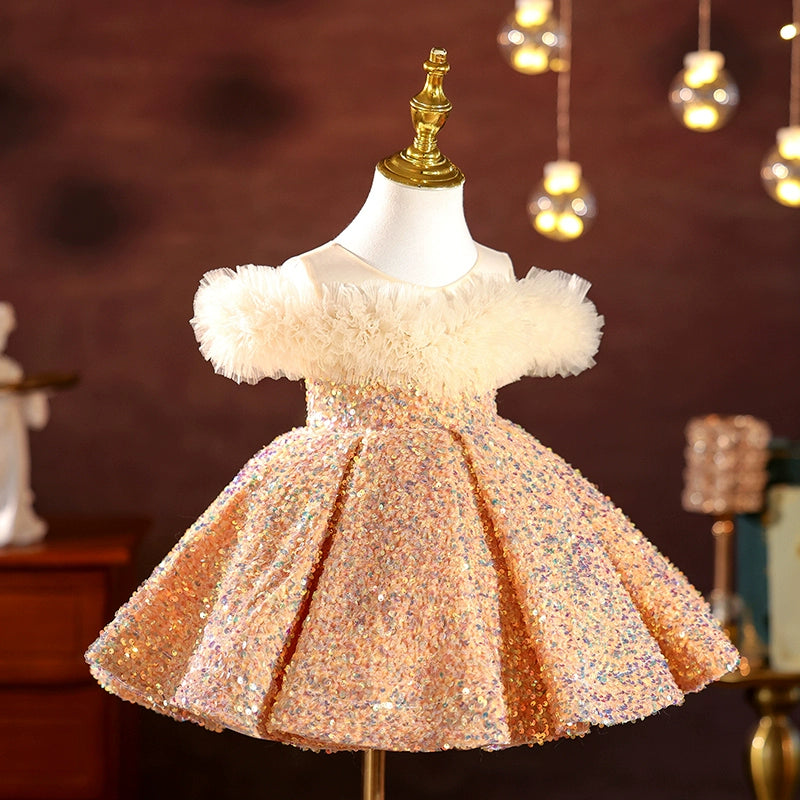 Elegant Baby Girl Sequin Christmas Dress Toddler Birthday Princess