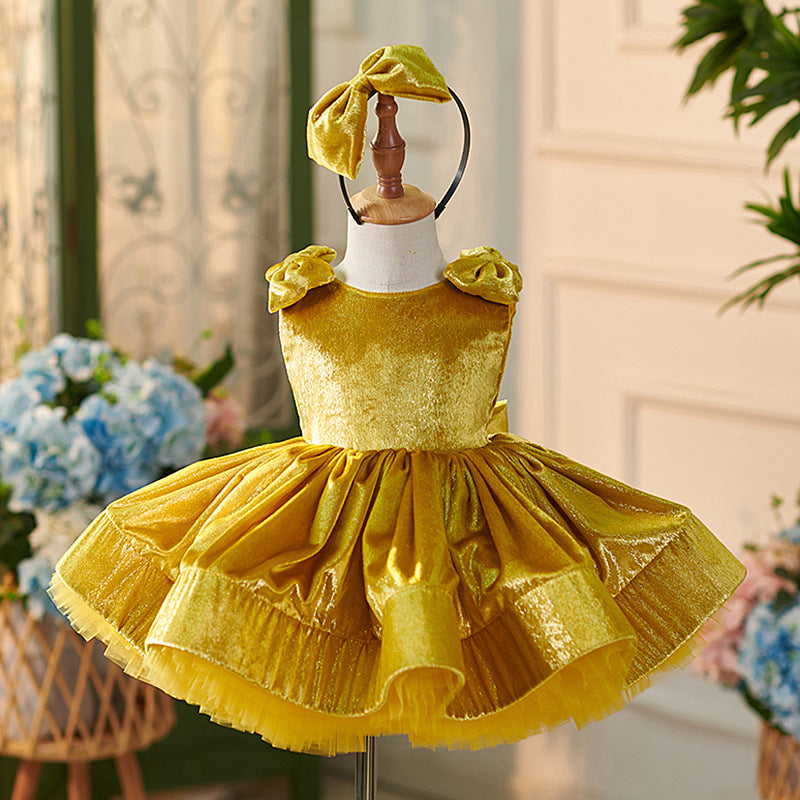 Cute Baby Girl Beauty Pageant Dress Toddler First Birthday Party Princess Dress, Gold / 5-6 Years (130cm) Cute Baby Girl Beauty Pageant Dress Toddler First Birthday Party Princess Dress, Gold / 5-6 Years (130cm)