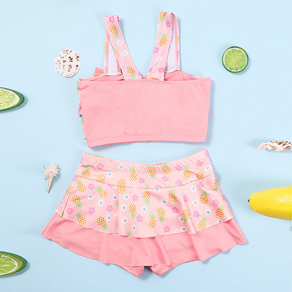 Children's Swimsuit Summer Girls Suspenders Floral Swimsuit