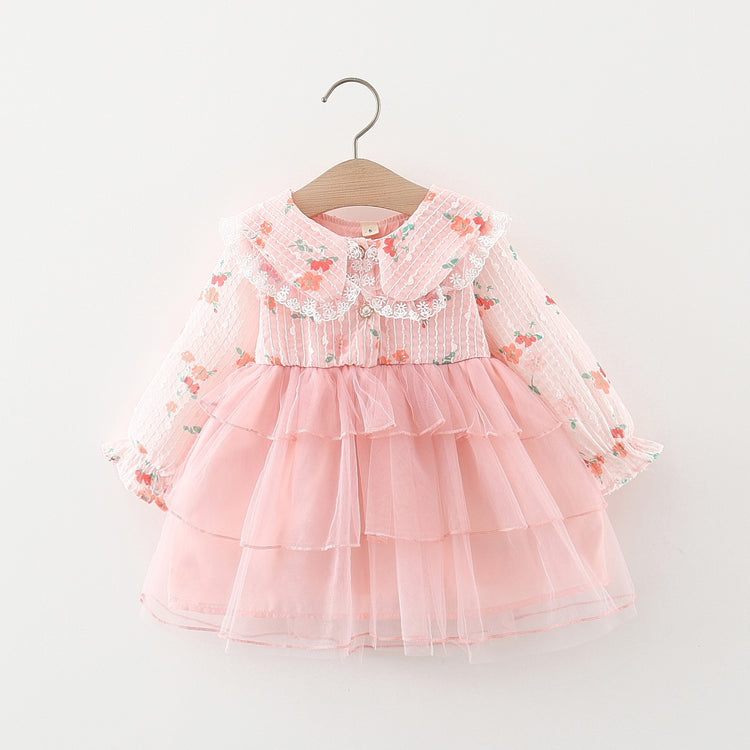 Cute Baby Girls Autumn Denim Cake Princess Dress