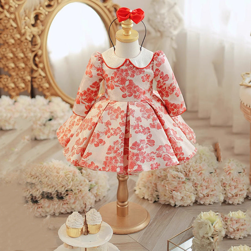 Baby Girl Red Birthday Dress Princess Dress Flower Girl Wedding Dress